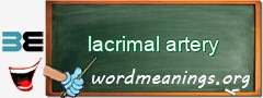 WordMeaning blackboard for lacrimal artery